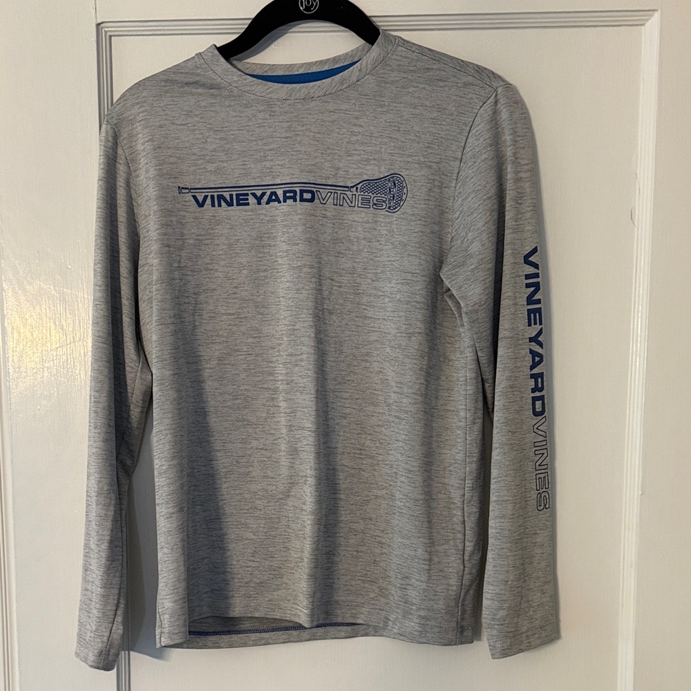 Vineyard Vines Boys Heather Gray Long Sleeve Performance Tee